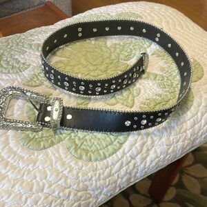 Black Studded Belt with Silver Accents